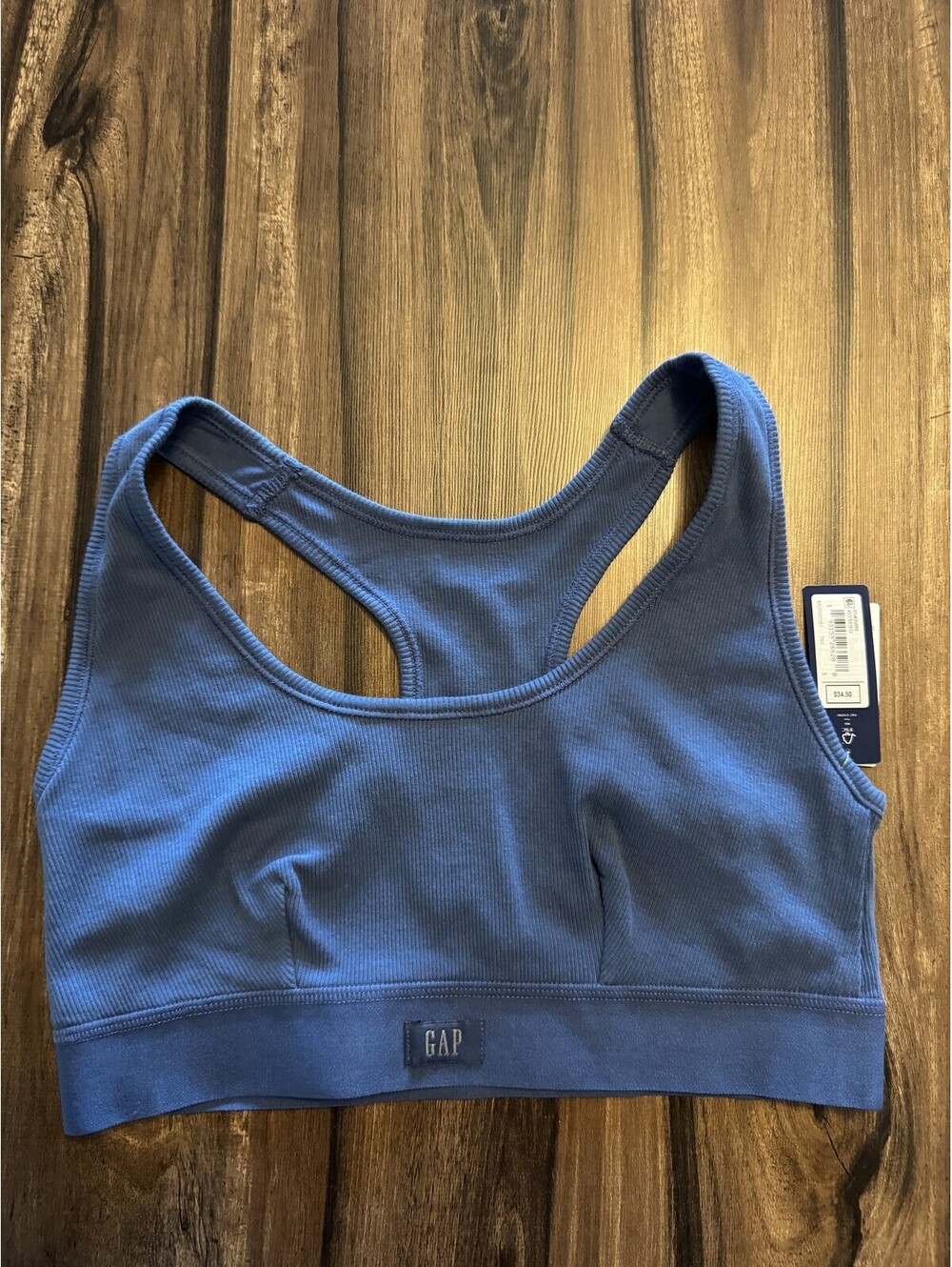 Gap Cotton Rib Racerback Bralette Blue Women Size S NWT